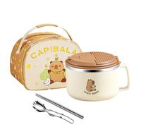 Veasbuu Ramen Bowl Set, Stainless Steel Capybara Ramen Bowls for Noodles, Large Capacity with Chopsticks, Kitchen Tableware for Soup, Salad, Cereal, Fruit, Everyday Dining, Home and School