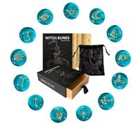 Veasbuu Set di rune, pietre per divinazione spirituale con guida e borsa, strumenti per cerimonie pagane, decorazioni per altare per donne, uomini, ideali per stregoneria, meditazione, lavoro