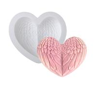 Veasbuu Silicone Baking Mold, Heart with Wings Flexible Mould, 6,97 x 6,3 pollici Creative Realistic Design Tool for Baking Projects, Couples, Family, and Friends Kitchen Crafts
