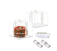 Vebetter 2 Pezzi Scatola per Torta Trasparente, 18 x 18cm Scatole Regalo Plastica con Coperchio Scatola per Torta a Doppio Strato Scatole per Esposizione per Imballaggio da Forno per Dessert (4 inch)