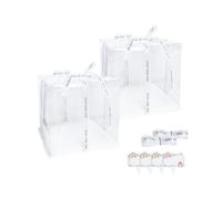 Vebetter 2 Pezzi Scatola per Torta Trasparente, 24 x 24cm Scatole Regalo Plastica con Coperchio Scatola per Torta a Doppio Strato Scatole per Esposizione per Imballaggio da Forno per Dessert (7 inch)