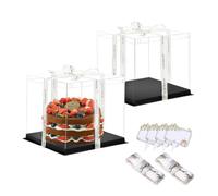 Vebetter 2 Pezzi Scatola per Torta Trasparente, 26 x 26cm Scatole Regalo Plastica con Coperchio Scatola per Torta a Doppio Strato Scatole per Esposizione per Imballaggio da Forno per Dessert (8 inch)
