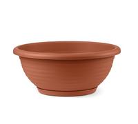Veca | Ciotola Rotonda "Napoli", Vaso Basso Classico, Plastica Resistente ai Raggi UV, con Sottovaso Integrato, 100% Riciclabile, per Interno ed Esterno