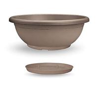 Veca Veneta Casalinghi VASO DA GIARDINO CIOTOLA NAXOS 40 CM CON SOTTOVASO AVANA