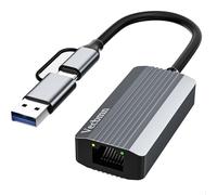Vecbmn Adattatore USB Ethernet 2.5G, Adattatore USB a Ethernet di Rete 2 in 1 Type C Ethernet 100/1000/2500 Mbps, Adattatore LAN per Windows XP Mac OS Linux Vista MacBook Laptop PC