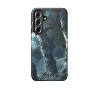 Vecchi alberi di betulla nella foresta scura - Custodia rigida opaca - Compatibile con Samsung Galaxy S25 Plus Blu