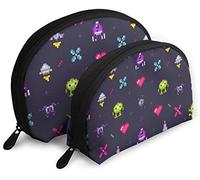 Vecchi giochi da donna Pixel da gioco retrò Astuccio cosmetico da viaggio Impermeabile 2PC Pochette per trucco Pochette per cosmetici e articoli da toeletta Borsa da viaggio portatile Astuccio da to
