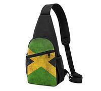Vecchia Bandiera Giamaicana Casual Una Spalla Cross Body Borsa Del Petto Del Raccoglitore Del Telefono Degli Uomini Cross Body Bag Viaggio Walking, Nero , Taglia unica