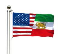 Vecchia bandiera 'Iran e bandiera americana 1,2 x 2,8 m, grandi bandiere storiche iraniane e statunitensi con leone e sole, poliestere per esterni giardino