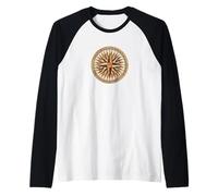 Vecchia Bussola Campeggio Escursionismo Meridiana Design Maglia con Maniche Raglan