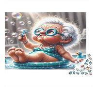 Vecchia donna che soffia bolle Puzzles 1000 Pezzi Carta riciclata per adulti Puzzle per adulti Gioco familiare divertente Gioco educativo con sfida per uomini e donne 52x38cm/1000pcs