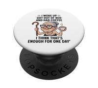 Vecchia donna mi sono svegliato alzato dal letto e aveva disegno del caffè PopSockets PopGrip Adesivo