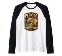 Vecchia Florida corre Deep Largemouth Bass Fishing Lake Maglia con Maniche Raglan