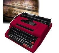 Vecchia macchina da scrivere - Macchina da scrivere manuale vintage, custodia rossa, tipo leggibile, per appunti, lettere, scrittura creativa, per oggetti di scena cinematografici, vetrine, A