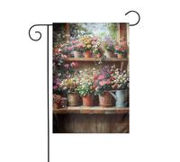Vecchia mensola in legno fiore rustico giardino bandiera 30x45cm verticale doppia faccia fattoria vacanze decorazioni esterne bandiera cortile