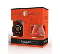 Vecchia Romagna Etichetta Nera 70cl Special Pack - Confezione regalo con un bicchiere. Brandy con doppio invecchiamento, gusto elegante e deciso. 38% vol.