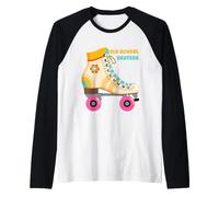 Vecchia Scuola Pattinatori Pattinaggio A Rullo retrò Vintage Anni '70 Anni '80 Maglia con Maniche Raglan