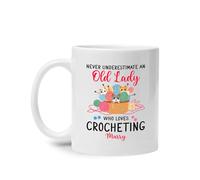 Vecchia Signora Che Ama L'Uncinetto Tazze Da Tè Divertenti Tazza Mug Novità Tazza Colazione Idea Regalo Per Natale Regalo Ragazze Fidanziati 330Ml