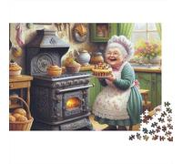 Vecchia signora che prepara una torta - Puzzle da 1000 pezzi-Nonna che prepara una torta felice - Per adulti dai 12 anni in su - Giochi educativi-Decorazione per la casa- Regali di compleanno-70x50cm