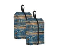 Vecchia stella marina di legno estate stampa durevole scarpe da viaggio borse per la conservazione e l'imballaggio, borsa per scarpe impermeabile con cerniera liscia, 2 pezzi, One Size, Chiusura con