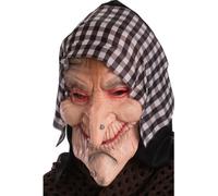 Vecchia Strega Hag Donna Baba Yaga Maschera & Tessuto Cappuccio Halloween da