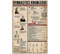 Vecchia targa in latta vintage sulla conoscenza della ginnastica, segnaletica in latta di metallo, le forme di base nella barra di ginnastica, caverna dell'uomo, soggiorno, parete Art Deco, regalo di