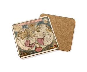 Vecchia Vintage Mondo Mappa #4 Bevande Sottobicchiere Opaco Truciolato Set X4 -