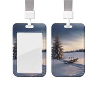 Vecchie assi di legno sulla neve Porta badge con cordino Custodia verticale protettiva per carte con finestra trasparente Porta badge scorrevole in plastica per infermieri Forniture per ufficio Etiche