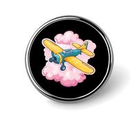 Vecchio aereo che vola nel cielo, spilla da bavero carina, distintivo in metallo, rotondo, giacca, cappello, borsa, accessori, gioielli