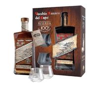 Vecchio Amaro del Capo Riserva del Centenario Caffo, Liquore d'Erbe di Calabria, 700 ml, 37,5% Vol, Edizione Limitata e Numerata, con Due Bicchieri