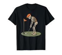 Vecchio Berretto Scheletro Golf Giocare Halloween Golfista papà Nonno Maglietta con Stampa Grafica Economica, Uomo, Nero, L