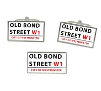 Vecchio Bond Segnale Stradale Rettangolo Gemelli E Fermacravatta Set