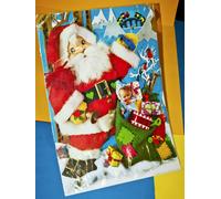 Vecchio Calendario Avvento 1970er IN A3 Originale Nicholas Con Regali Sacco