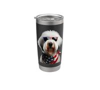 Vecchio Cane Da Pastore Inglese 4 Luglio Indipendenza Americana Bicchiere termico in acciaio inox doppia parete