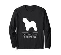 Vecchio Cane Da Pastore Inglese Bianco Silhouette Maglia a Manica