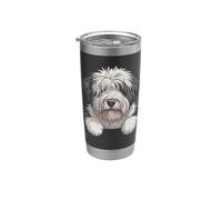 Vecchio Cane Da Pastore Inglese Carino Sbirciare Bobtail Amante Del Cane Bicchiere termico in acciaio inox doppia parete