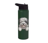 Vecchio Cane Da Pastore Inglese Carino Sbirciare Bobtail Amante Del Cane Stainless Steel Insulated Water Bottle