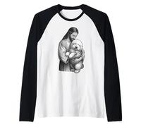 Vecchio Cane da Pastore Inglese E Gesù Cristiano Fede Amante del Cane Maglia con Maniche Raglan