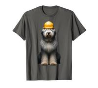 Vecchio cane da pastore inglese giallo cappello duro operaio edile Maglietta