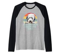 Vecchio Cane da Pastore Inglese papà retrò Vintage Cani Amante Maglia con Maniche Raglan