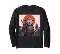 Vecchio Cane da Pastore Inglese Samurai Giapponese Ukiyo-e Amante del Cane Maglia a Manica