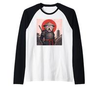 Vecchio Cane da Pastore Inglese Samurai Giapponese Ukiyo-e Amante del Cane Maglia con Maniche Raglan