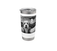 Vecchio Cane Da Pastore Inglese Selfie con UFO Alieno Divertente Cane Mamma Papà Bicchiere termico in acciaio inox doppia parete