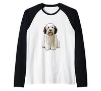 Vecchio Cane Pastore Inglese Illustrazione Maglia con Maniche Raglan