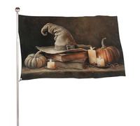 Vecchio cappello da strega e libri magici bandiera 3x5 Ft all'aperto giardino bandiere banner decorazione per cortile portico prato fattoria