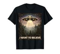 Vecchio Classico Voglio Credere UFO Alien Misterioso Incontro Maglietta