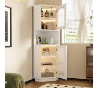 Vecchio codice articolo: WF314590AAK, Mobiletto da bagno con striscia luminosa, mobile da bagno, mobiletto angolare con due vani portaoggetti, vano a giorno con ripiani regolabili, 45 x 45 x 166,5 cm,