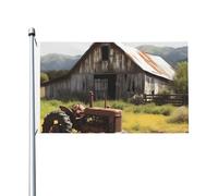 Vecchio fienile in legno con bandiere arrugginite trattore per esterni 9 x 1,5 m, bandiera stagionale da giardino con occhielli bandiera esterna per decorazioni per la casa sfondo fotografico