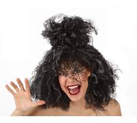 Vecchio Hagard Parrucca Strega Con Crespi Grigio Nero Capelli - Costume