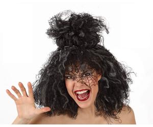 Vecchio Hagard Parrucca Strega Con Crespi Grigio Nero Capelli - Costume
